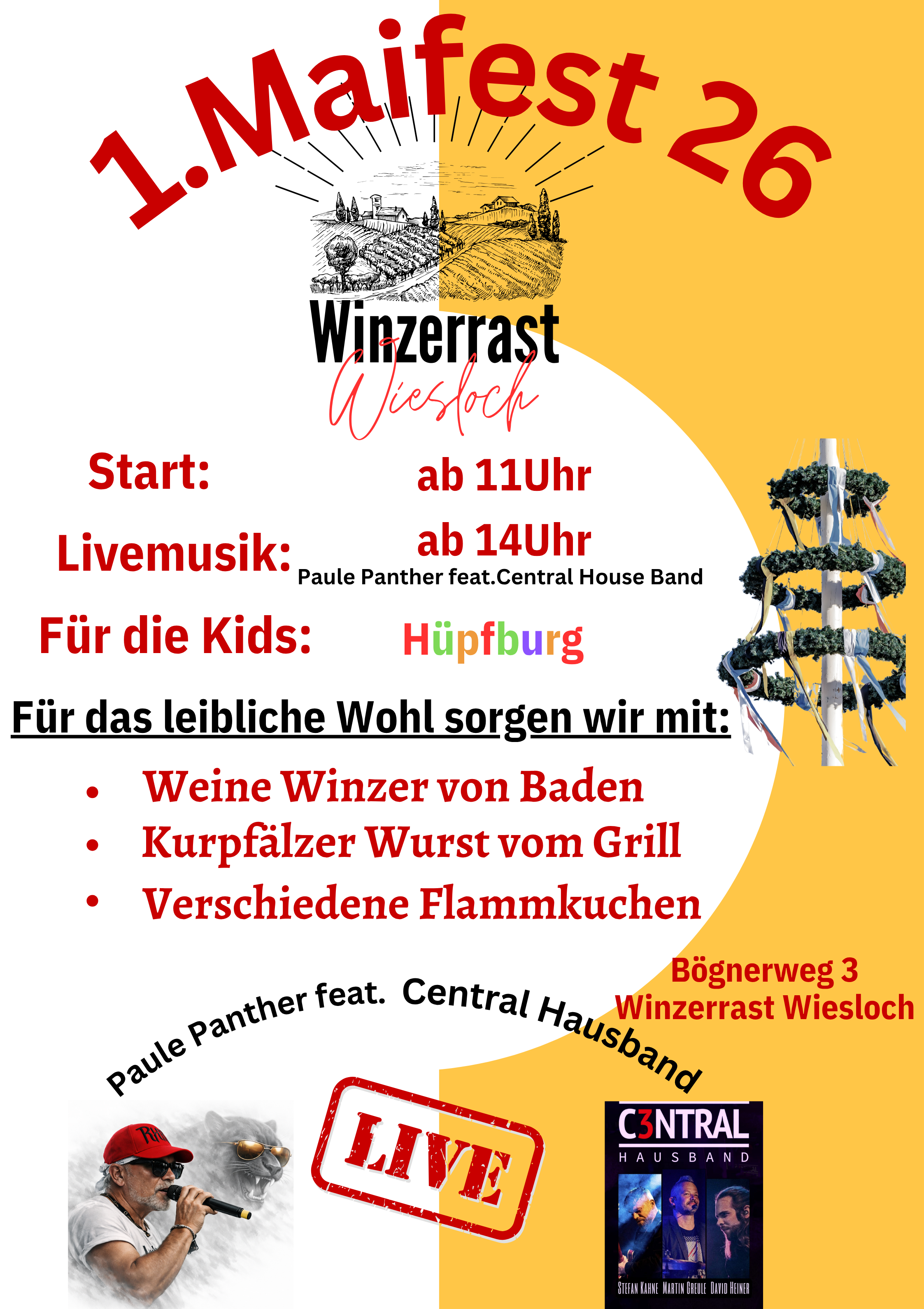 1. Mai 2026 auf der Winzerrast Wiesloch mit Paule Panther feat. Central House Band